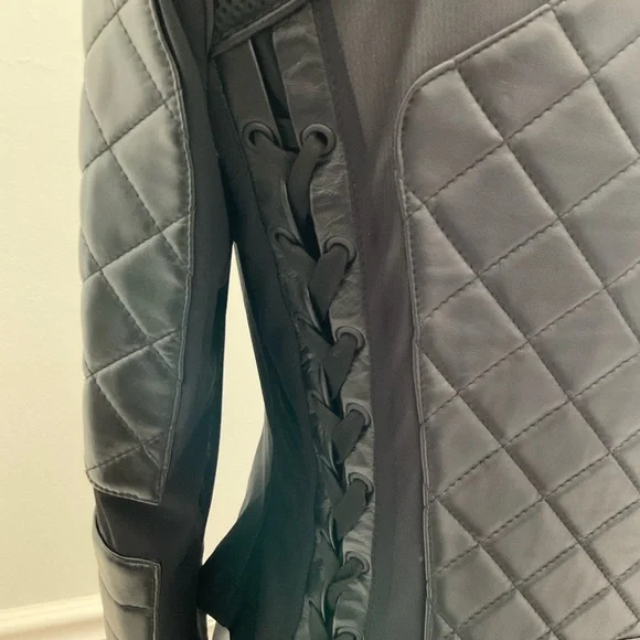 BLANC NOIR Leather and Mesh Moto Jacket NWOT  size small - Picture 9 of 16